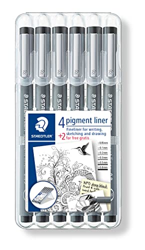 STAEDTLER Pigment Liner Bonus Sketch Set of 6 Liners for the Regular Price of 4(2 free), 308 SB6P