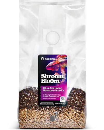 NuBlume ShroomBloom All-in-One Mushroom Grow Kit | Easiest Way to Grow Your Own Fresh Mushrooms Spores Like Magic | Sterilized Grain Spawn & Substrate Bag for Indoor Growing