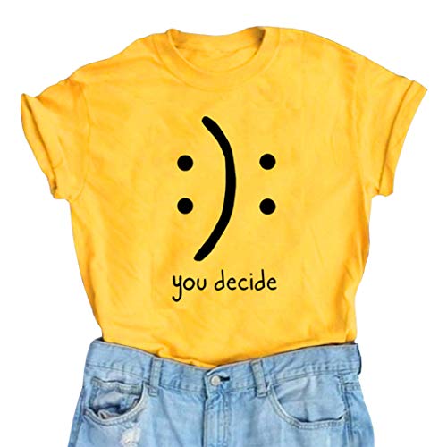 BLACKMYTH Women's Graphic Funny T Shirt Cute Tops Teen Girl Tees Yellow Small