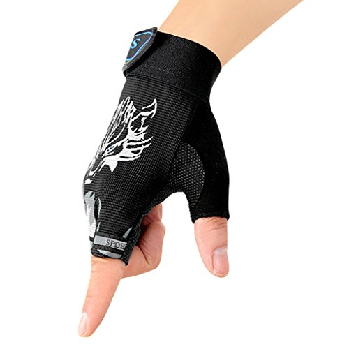 Kids Fingerless Cycling Gloves Mittens Breathable Non-Slip Shock-Absorbing Kids Riding Bike Gloves Girls Boys Fishing Bicycle Roller Skating Hunting Climbing Half Finger Outdoor Sports Gloves