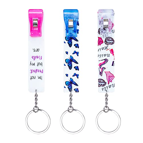 ZYTONGMAO 3PCS Credit Card Puller, Cute Debit Bank Card Grabber for Long Nails ATM Keychain Women with Plastic Clip (H)