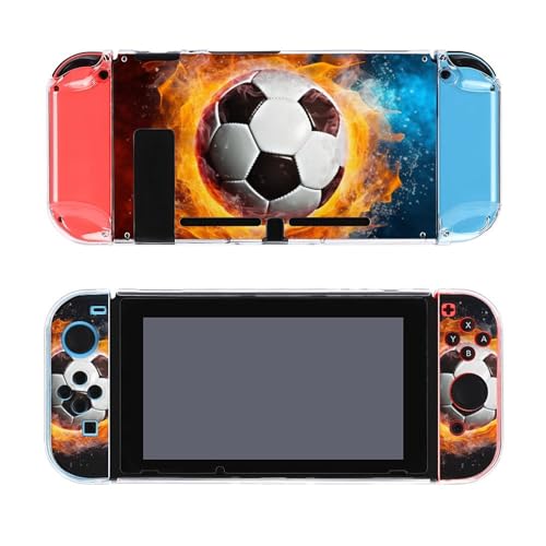 AoHanan Soccer Football Fire Switch Screen Protector Case Cover Full Accessories Switch Game Case Protection Skin for Switch Console and Joy-Cons