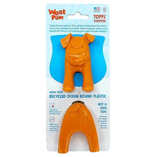 WEST PAW Toppl Stopper 2-Pack in Tangerine - Designed for Dog Enrichment, Accessory That Fits All Toppl Dog Toy Sizes - Makes Meal & Treat Prep Easy, Clean & Stable, Made in USA, Recycled Plastic