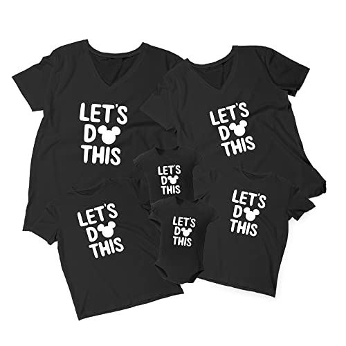 Natural Underwear Family Trip #1 Mickey Minnie Ears Let's Do This V Neck T Shirts Magic Kingdom Family Matching Tees Men Women Youth Black T-Shirts Women XX-Large