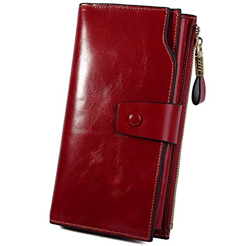 YALUXE Women's Genuine Leather Wallet RFID Blocking Multi Card Holder with Cell Phone Pocket Mothers Day Gifts