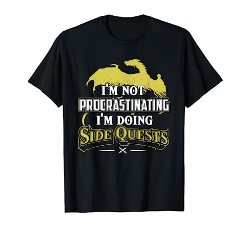 RPG Gamer T-Shirt: I'm Doing Side Quests - Casual Crew Neck, Short Sleeve, Adult Polyester Tee (Black)