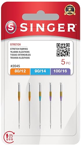 SINGER Stretch Sewing Machine Needles – Size 80/12, 90/14, 100/16-5 Pack