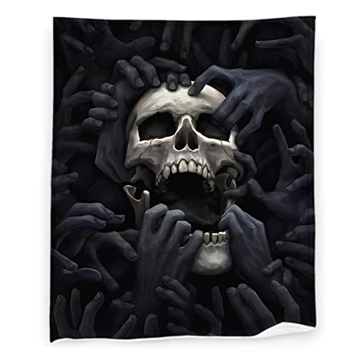 Horror Skull Blanket 60' x 80' Halloween Scary Cursed Hands Bloody Super Soft Bedding Throw Blanket Microfiber Flannelette Blankets Couch Sofa Warm Lightweight for Boys Girls