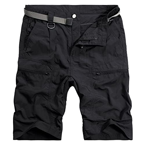 Msmsse Men's Outdoor Cargo Shorts Quick Dry Workout Hiking Tactical Shorts for Men Black US 36