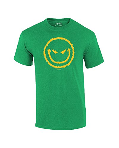 Evil Smiling Face with Yellow Devilish Smile Cool Retro Sarcastic Grin Funny Novelty T-Shirt-Kelly-Medium