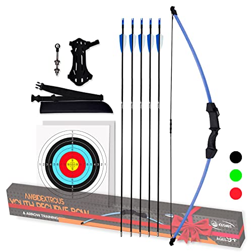 Keshes Archery Recurve Bow and Arrow Youthbow Set - 44' Beginner Breakdown Bows for Outdoor Practice – Longbow kit with Equipment for Youth and Kids…