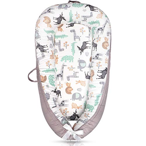 Baby Lounger Cover, Ultra Breathable Soft Cotton Perfect for Tummy Time, Portable & Adjustable Infant Cover Floor Seat for Traveling | Newborn Shower Gift (Animal)