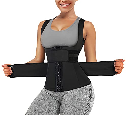 Eleady Waist Trainer Vest for Women Corset Trimmer Belt Slimming Body Shaper Tummy Control Cincher Workout Girdle (Black, X-Large)