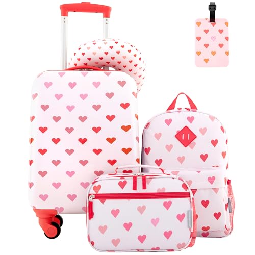 Travelers Club 5 Piece Kids' Luggage Set, Hearts