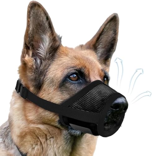 NOWAWEVE Air Mesh Dog Muzzle (Black,L)