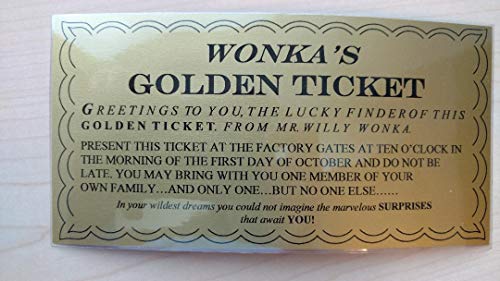 WILLY WONKA GOLDEN TICKET ~ LAMINATED - 6 1/4 x 3 1/4 (Repllica)