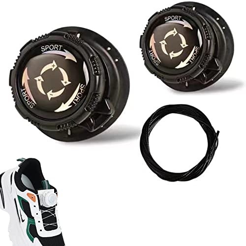 Elastic No Tie Shoelaces, Rotating Automatic Buckle Shoes Laces, Lock Shoe Laces Tieless for Adults, Lazy People Shoelaces Fast Tight-loose Tool (Black 2)