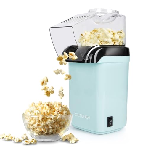ZOETOUCH Popcorn Popper Machine 1200W Electric Hot Air Popcorn Maker with Measuring Cup & Butter Melting Tray, High Popping Rate, 2 Min Fast Making Popcorn Healthy Oil Free for Home Kids Movie Night