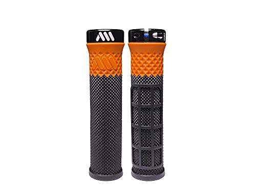Mountain Bike Grips Black Orange Cero Grips Model - Lock-on Metal Collar, Dual Pattern, Dual Density, 132mm