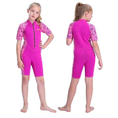 Goldfin Kids Wetsuits for Boys Girls, 2mm Toddler Shorty Wetsuit Youth Neoprene Suit Front Zip Keep Warm for Water Aerobics Diving Surfing Swimming