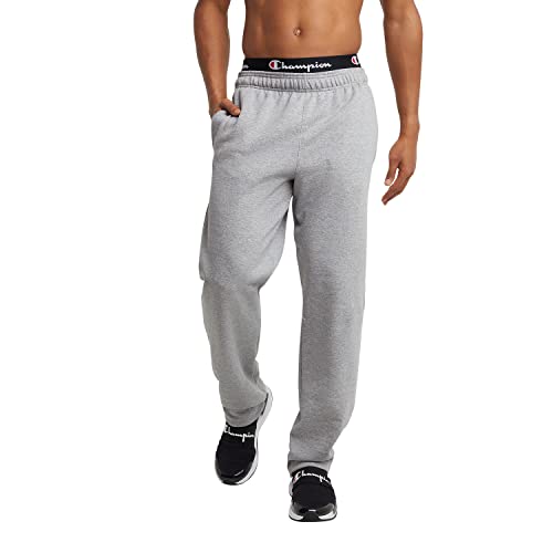 Champion Mens Sweatpants, Powerblend, Fleece, Open-bottom (Reg. Or Big & Tall) Athletic-sweatpants, Oxford Gray C Patch Logo, Large US