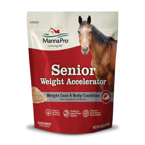 Manna Pro Weight Accelerator for Senior Horses | Made with Omega 3 Fatty Acids from Flaxseed | 8 Pounds