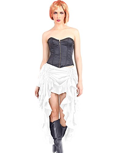 ThePirateDressing Steampunk Victorian Cosplay Costume Womens High-Low Show Girl Skirt C1367 (White) (Medium)