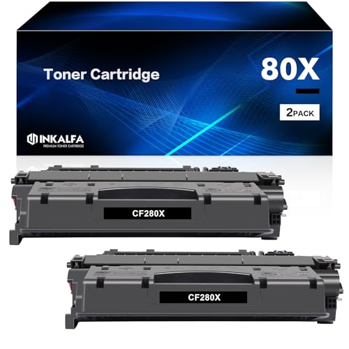 CF280X 80X Toner Cartridge Black Replacement for HP 80A CF280A 80X CF280X Laserjet Pro 400 M401n M401dn M401dne M401 MFP M425dn M425dw M425 Printer Ink (Black, 2-Pack)