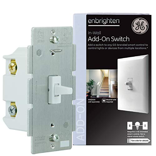 GE Enbrighten Add-On Switch for GE Z-Wave/GE Zigbee Smart Lighting Controls, Works with Alexa, Google Assistant, NOT A STANDALONE SWITCH, Toggle, 12728