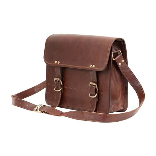 Indian Hando Art 10' Inch Leather Messenger Bag vintage Office satchel Crossbody Bags for Men and Women (10 inch small)