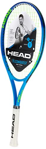 HEAD Ti. Conquest Tennis Racket - Pre-Strung Head Light Balance 27 Inch Racquet - 4 3/8 in Grip,Blue