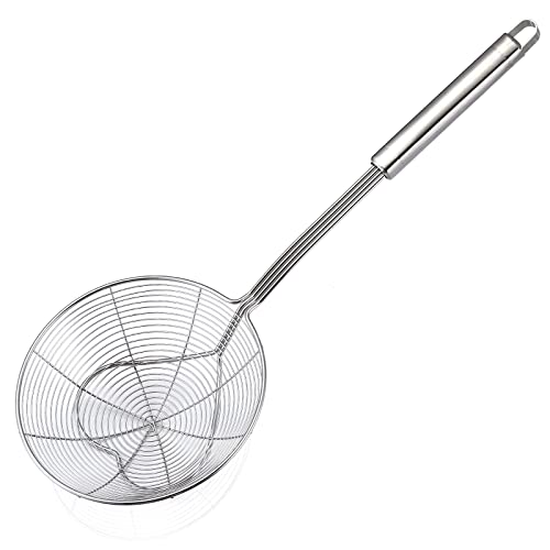Eisinly Strainer Skimmer Spoon for Cooking and Frying, 6.3 Inches Strainer with Handle Stainless Steel Kitchen Utensils Fryer Scoop Strainer Spoon