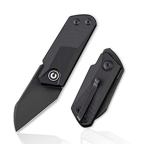 CIVIVI Ki-V Front Flipper Pocket Knife, Double Detent Slip Joint Small Folding Knife with Deep Carry Pocket Clip For Easy EDC C2108B (Black)