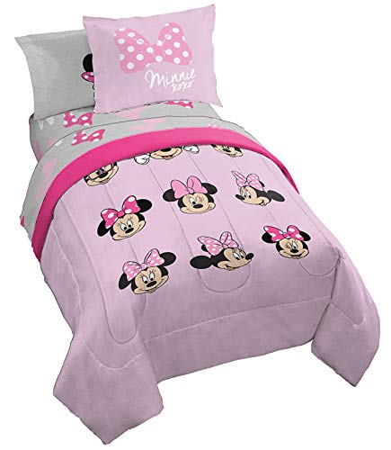 Jay Franco Minnie Mouse Faces 5 Piece Twin Bed Set (Offical Disney Product)