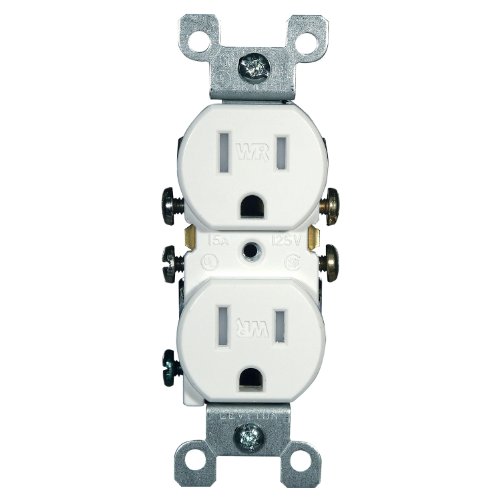 Leviton W5320-T0W 15 Amp, 125 Volt, Weather and Tamper Resistant, Duplex Receptacle, Grounding, Side and Quickwire, White