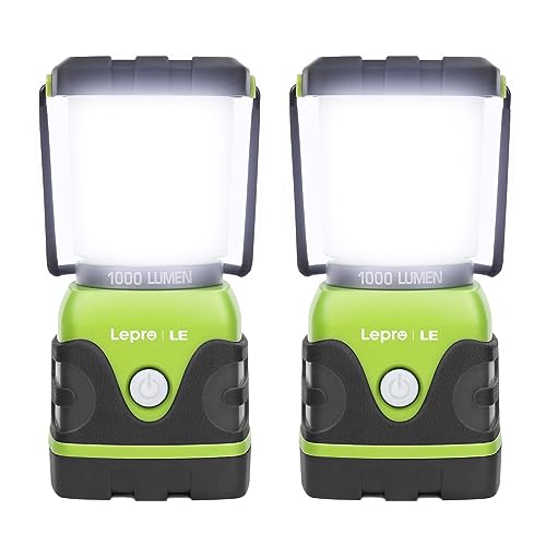 LE 1000LM Battery Powered LED Camping Lantern, Waterproof Tent Light with 4 Light Modes, Camping Essentials, Portable Lantern Flashlight for Camping, Hurricane, Emergency, Hiking, Power Outages