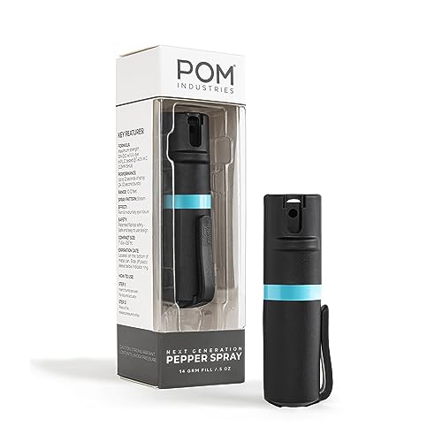 POM Pepper Spray Black Flip Top Pocket Clip - Maximum Strength OC Spray - Self Defense - Tactical Compact & Safe Design - 25 Bursts & 10 ft Range - Powerful & Accurate Stream Pattern