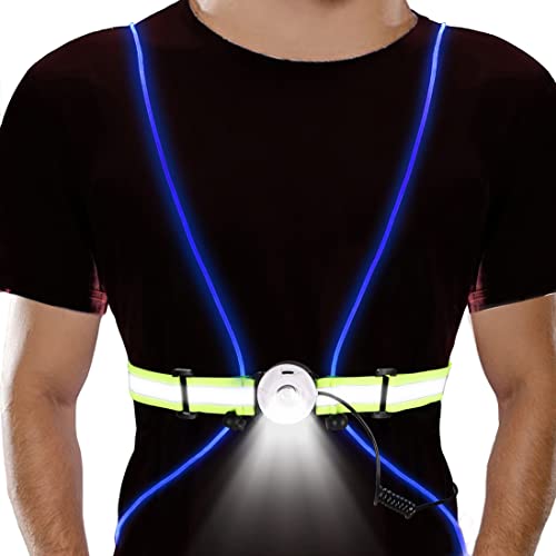 RABOW RUN Reflective Running Light Vest,USB Rechargeable, Multicolor Illuminated Safety Vest Camping Gear for Men Women Kids