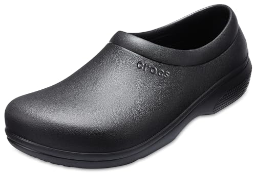 Crocs unisex adult On the Clock Work Slipon Clog, Black, 12 Women 10 Men US