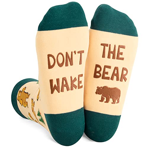 HAPPYPOP Funny Bear Gifts for Bear Lovers Bear Socks, Novelty Crazy Silly Fun Socks for Men Women