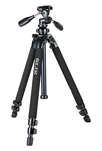 SLIK Pro 400DX Tripod Legs - with 3-Way Pan/Tilt Quick Release Head, for Mirrorless/DSLR Sony Nikon Canon Fuji Cameras and More - Black (615-400)