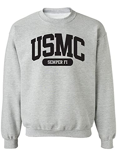 zerogravitee USMC Semper Fi Crewneck Sweatshirt in Sport Grey - Large