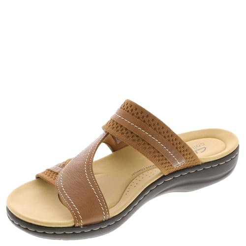 Clarks Women's Laurieann Cara Slide Sandal, Tan Combi, 9