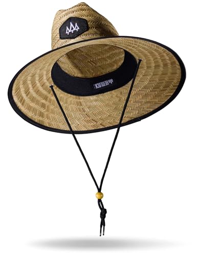 Straw Hat for Men & Women |Lifeguard Hat, Beach Hat & Sun Hat | Wide Brim for Sun Protection | One Size | Midnight | Hemlock