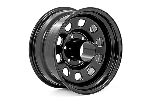 Rough Country Black Steel 15x8 | 5x4.5 | -19mm-RC158545 Wheel with Painted and Center Cap is not Included. (15 x 8. inches /5 x 4 inches, -19 inches Offset)