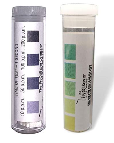 Restaurant Sanitizer Test Kit Combo, 2x Vials of 100 Strips Each, QR5 Quat Sanitizer Test Strips 0-200ppm & Chlorine Test Strips 0-400ppm for Food Service, Bar & Restaurants Supplies by FryOilSaver Co