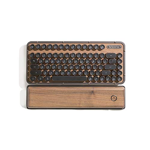 AZIO Retro Compact Keyboard (Elwood) - Bluetooth Wireless/USB Wired Vintage Backlit Walnut Wood Mechanical Keyboard with Arm Rest for Mac and PC (MK-RCK-W-01-US)