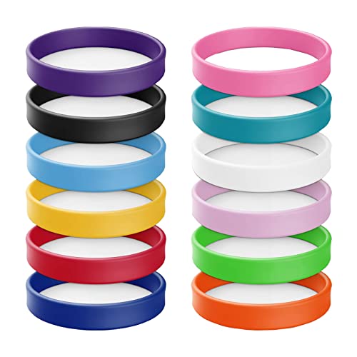 12 Wholesale Rubber Silicone Bracelets Solid Color Silicone Wristbands Colored Rubber Stretch Bracelets for Women Men Teen Gifts (12 Color Mixed)