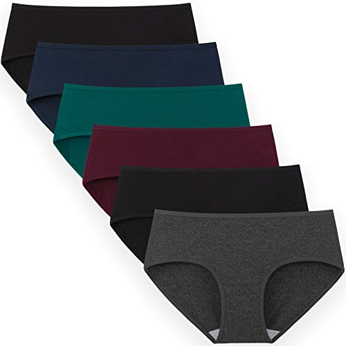 INNERSY Womens Underwear Cotton Hipster Panties Regular & Plus Size 6-Pack(Medium,Dark Vintage)