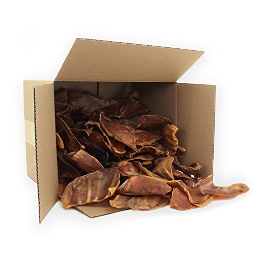GigaBite Roasted Pig Ears for Dogs, Natural and Healthy Chews, Treats in Whole, Slices, or Sticks, Safe for Puppies and Aggressive Chewers, Clean Teeth and Gums - Pack of 100